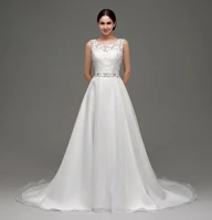 wedding dresses sleeveless white chiffon with lace and beading long bridal gowns new cheap fast shipping vestidos