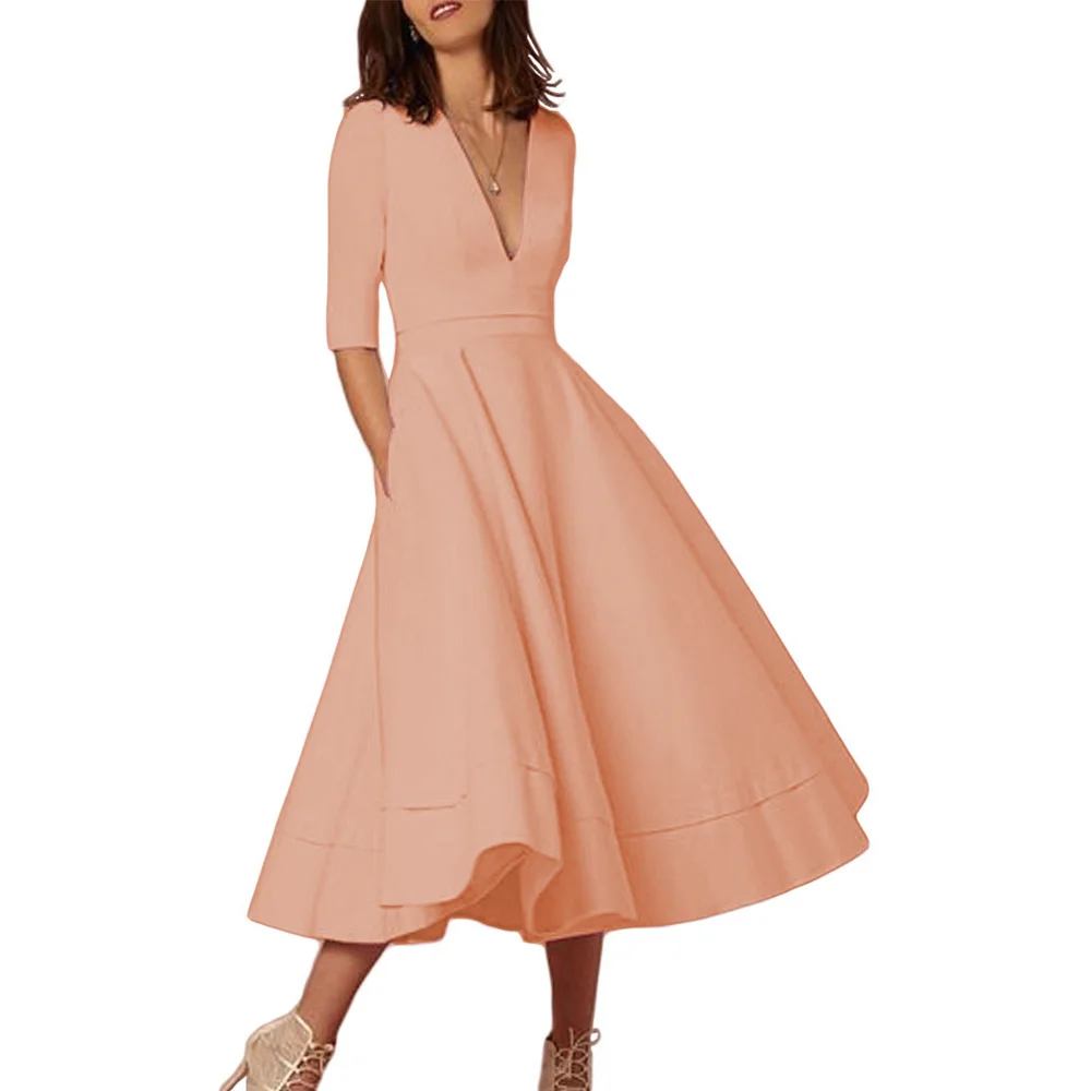 Женское платье-туника Joineles с глубоким треугольным вырезом и полурукавами