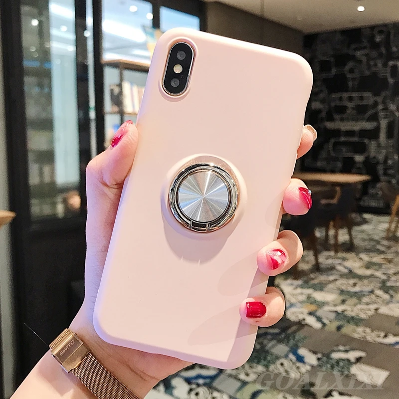 Роскошные жидкий силикон кольцо чехол с Умной крышкой и подставкой для huawei P30 Lite