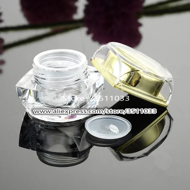 30pcs 5g 10g Empty Square Acrylic Cream Jar Mini Sample Jars Gold Silver DIY CutE Corners Cosmetic Packing Container | Красота и
