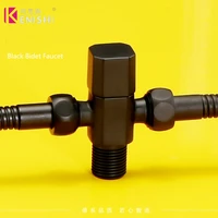 kenishi new black angle valve for kitchen bathroom toilet cold and hot water stop valve brass one in two out three way valve