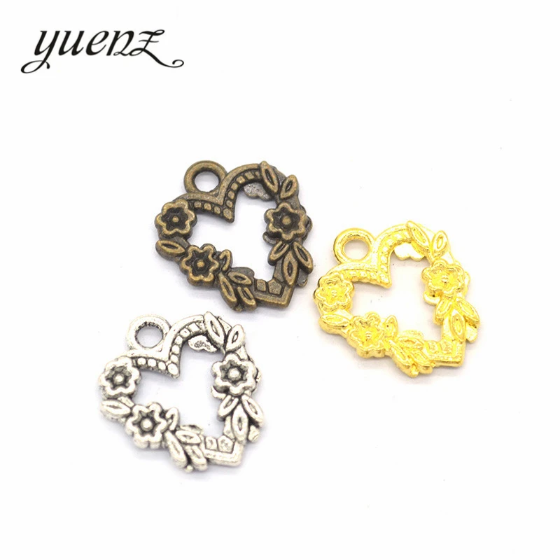 

YuenZ 10pcs 3 colour Antique Silver color Alloy Heart Charms Jewelry Making Findings Crafts Accessories Gifts 21*18mm A07