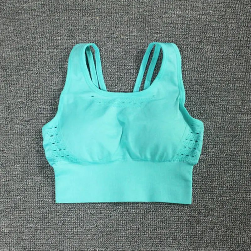 green bra Комплект из 2 предметов для йоги, Женский энергетический бесшовный спортивный бюстгальтер, топ для тренировок, мягкий бюстгальтер пуш-ап для йоги с леггинсами для спортзала, костюмы для фитнеса, комплект для тренировок - Цвет: green bra