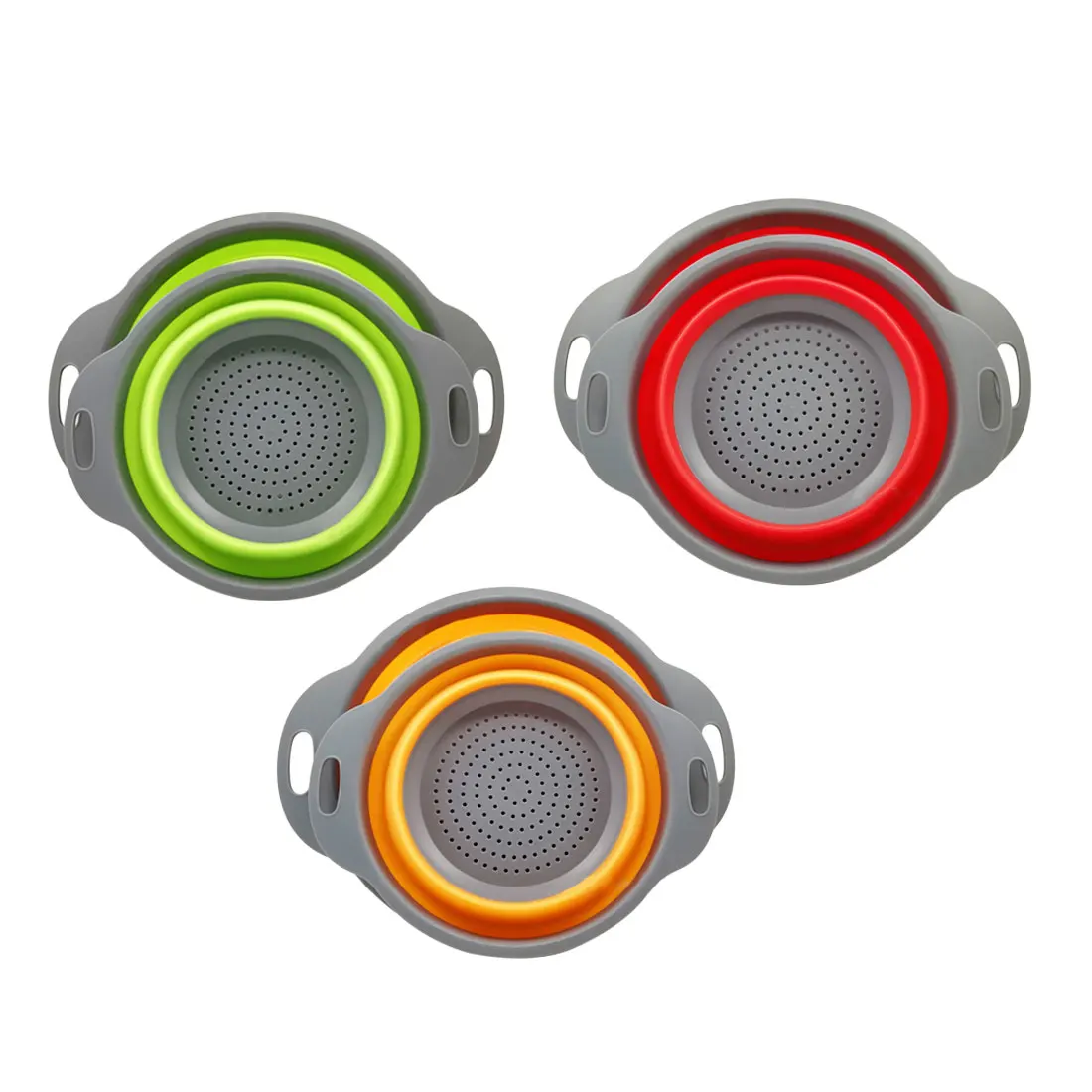 

2 PCs/ Set Collapsible Silicone Colander Folding Kitchen Silicone Strainer Fruit Vegetable Strainer Kitchen Accessories