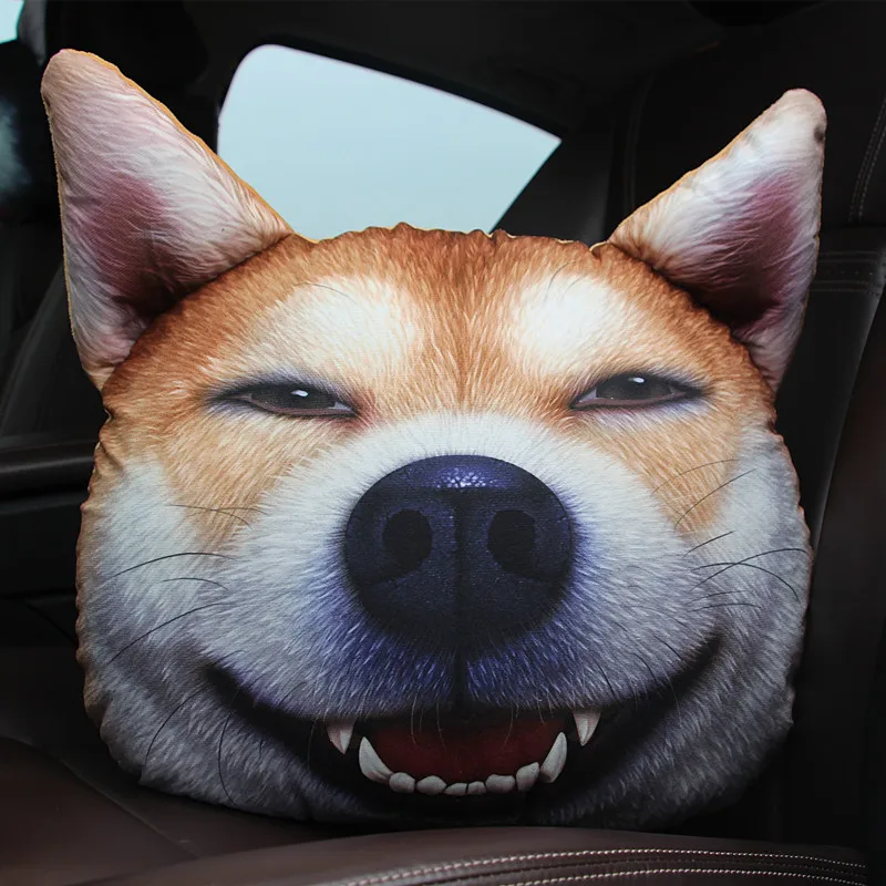 Laughing Shiba Inu 3D Бог надоедливая собака головки Подушка смешной моделирования Подушка мальчика забавная Подушка Автомобильная подушка для дивана подушки - Цвет: Laughing Shiba Inu