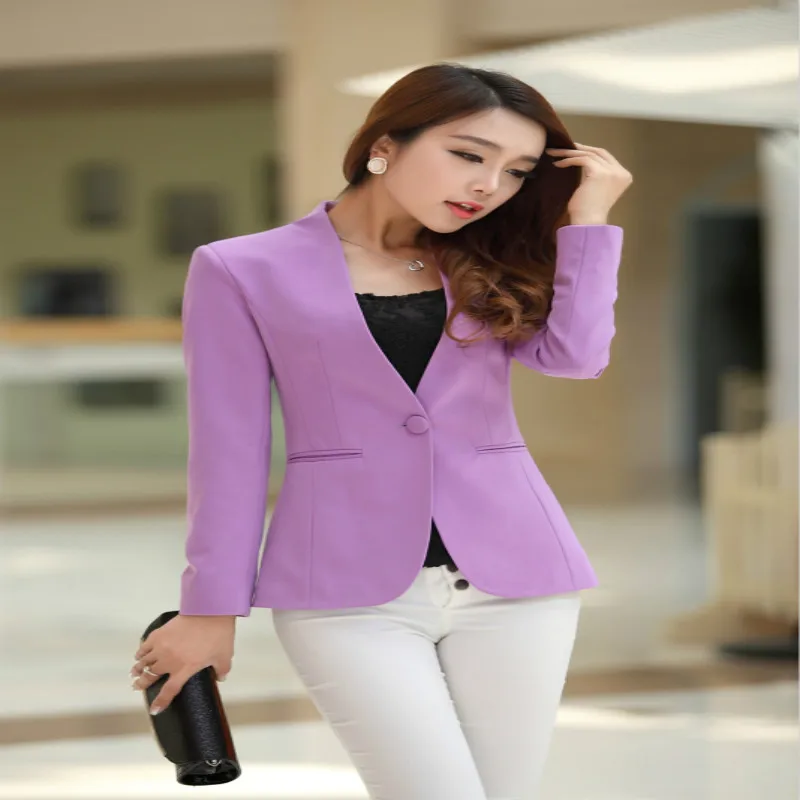 Ms. jacket fashion ladies cardigan and jacket candy color coat long sleeves Slim suit single button female large suit jacket