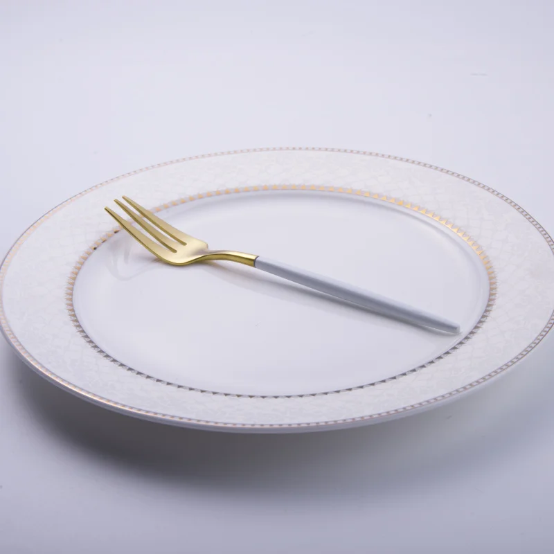 Gold Cake fork FRM белый утолщенный высококачественный матовый набор столовых приборов из нержавеющей стали, Западный Набор ножей и вилок, десертный нож и вилка, ложка - Цвет: Gold Cake fork
