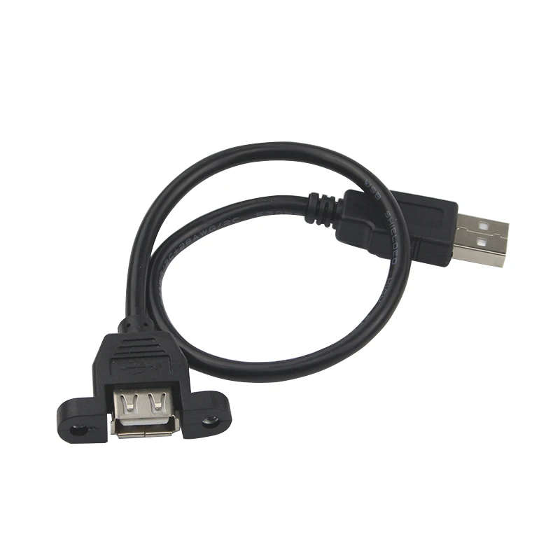 

High Quality USB 2.0 Extension Cable 30 cm Male to Female With Screw Panel Mount