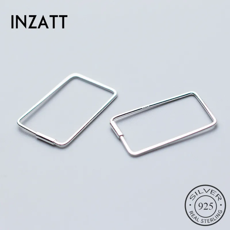 INZATT, настоящее 925 пробы, серебряные, минималистичные серьги в виде колец геометрической формы, квадратные, в стиле панк, хорошее ювелирное изделие, модные женские серьги, подарок