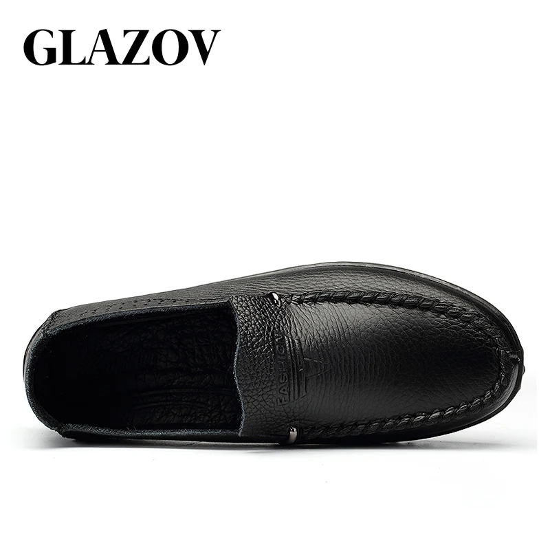 GLAZOV Brand 35-47 Big Size Handmade Leather Men Shoes Autumn Slip on Comfort Driving Loafers Flat | Обувь