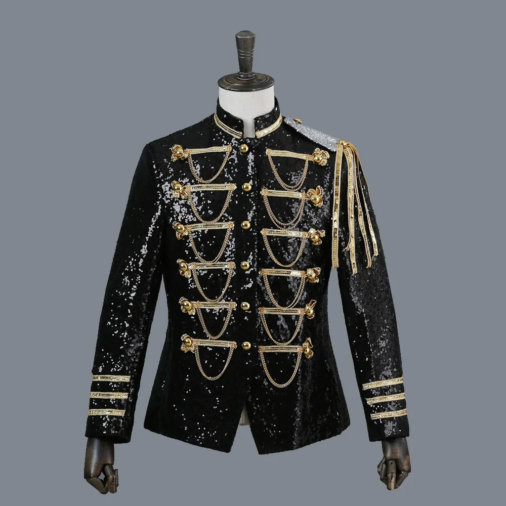 

Men Suit Jacket 2019 Casual Formal Blazer Stage Costumes For Singers Performance Red Mens Dress suits Jackets Sequin Clothes S