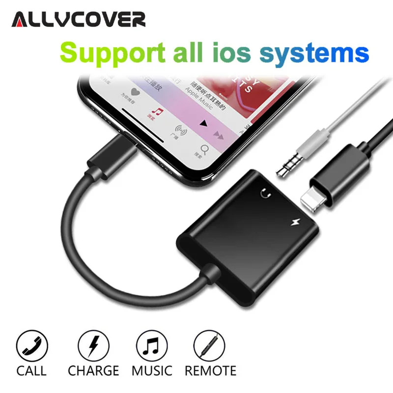 Allvcover 4 в 1 зарядки аудио для адаптера молнии металлический корпус iphone 7 8 plus X iOS