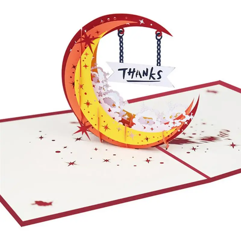 Открывающаяся поздравительная открытка креативный 3D спасибо Луна Девушка