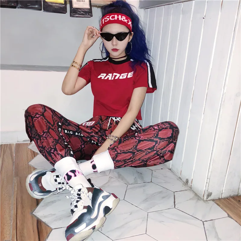 2019 Новый Harajuku Хип хоп Винтаж Змея питона узор танцевальные тренировочные брюки