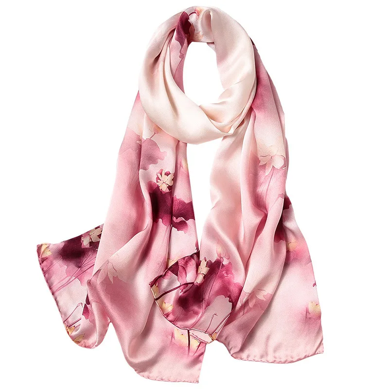 Butterfly Print Silk Scarf Spring Pure Silk Scarf Shawl Hand-rolled Edges Natural Silk Scarf Women Fashion Scarves Wraps - Цвет: 10