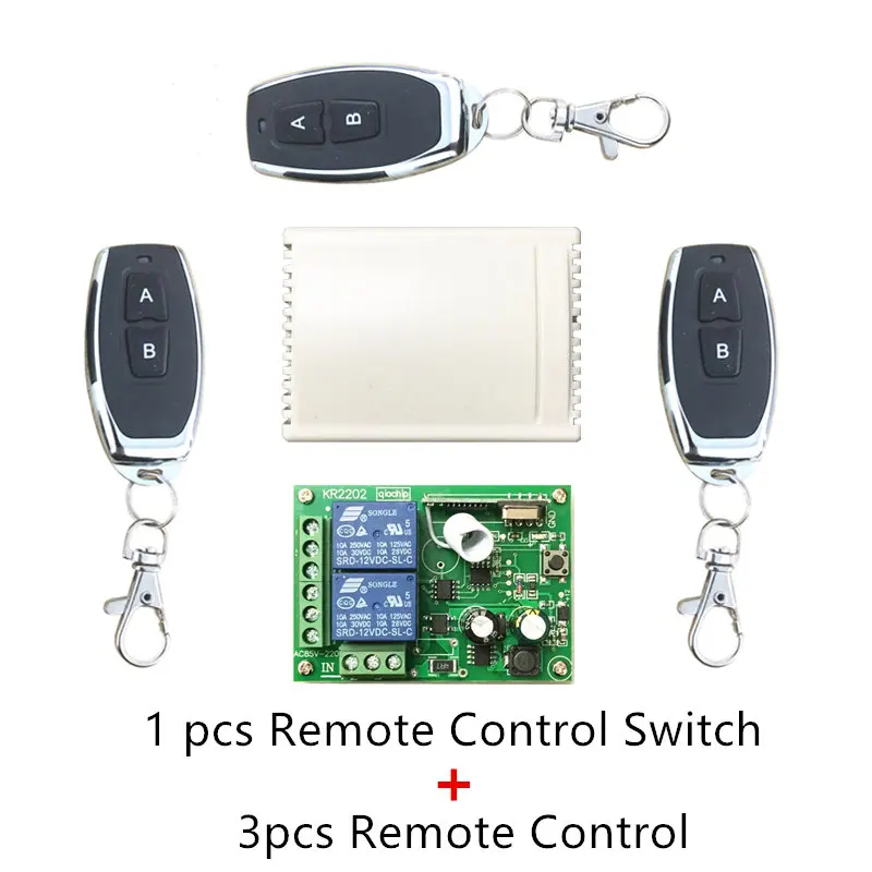 

Универсальный беспроводной пульт дистанционного управления 433 МГц, 250 В, 110 В, 220 В, 2-канальный релейный модуль приемника и 3 шт. RF 433 МГц пульт д...