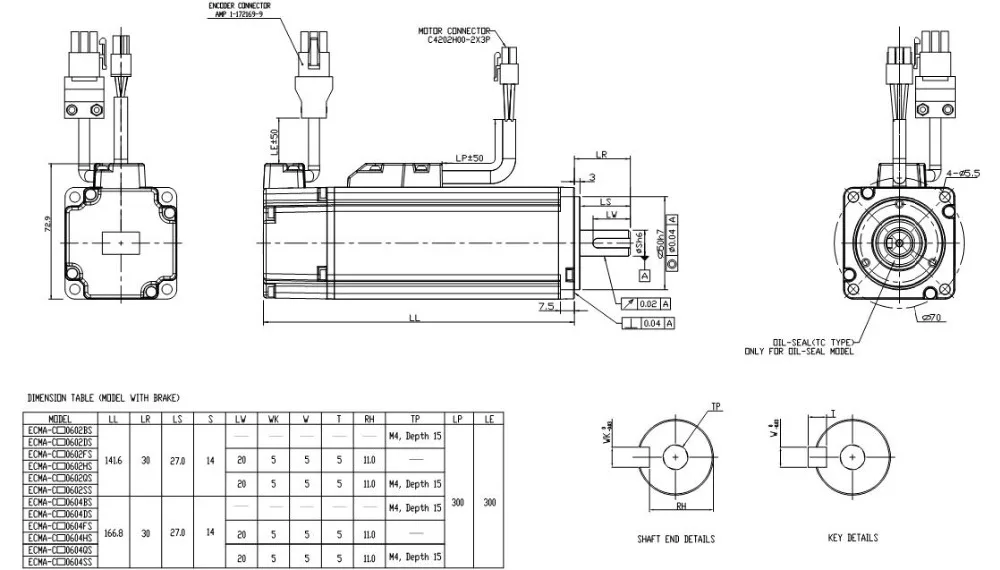 

400 0.4 Delta ECMA-C30604FS 60 220 3000 / Keyway New