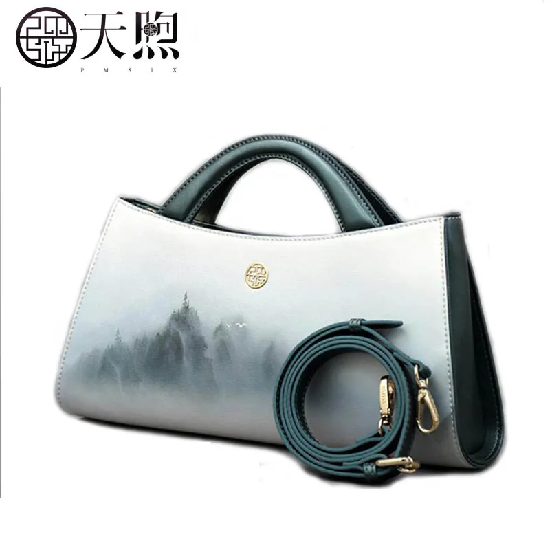 Сумка из сплит кожи Pmsix новинка 2017 года китайский дизайн оригинальная