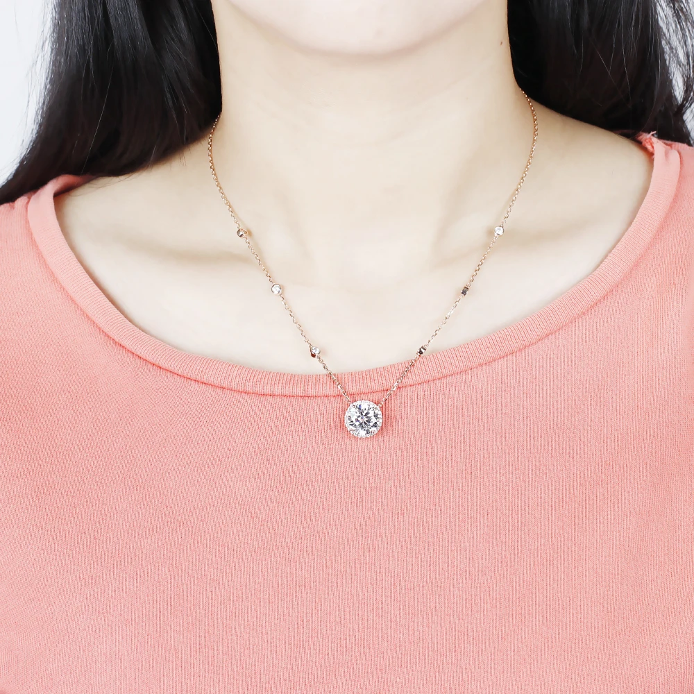 Подвеска ореол 18 К 750 розовое золото подвеска Neckalce Moissanite Center 5ct F Color VVS дюймов