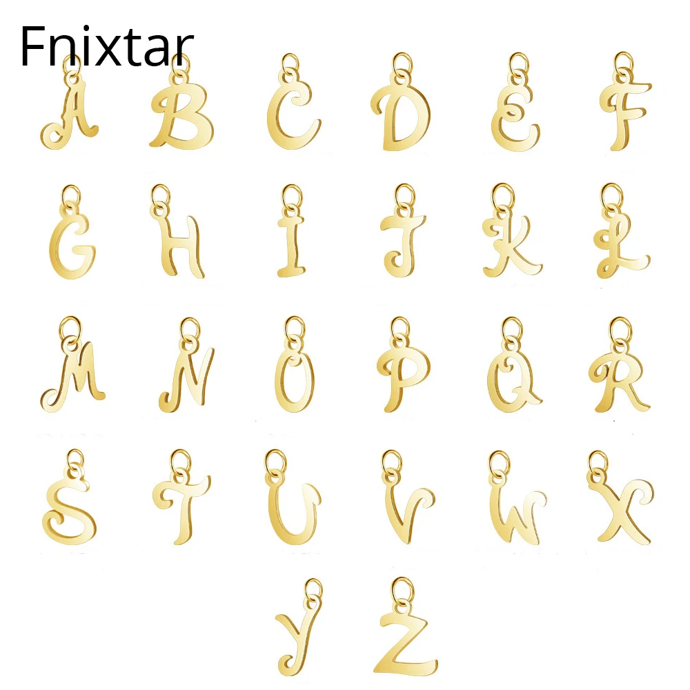 

Fnixtar 16mm Stainless Steel Polish A-Z Letters Alphabet Charms Pendants for Women DIY Jewelry Letter Mini Charms 26pcs/lot