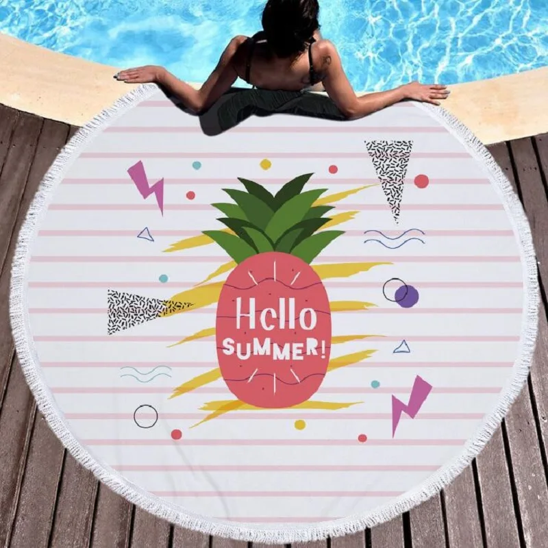 Круглое пляжное полотенце из микрофибры с принтом ананаса шаль банное коврик для