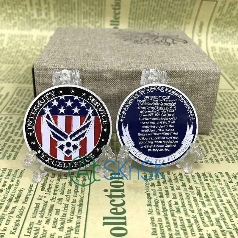 

Wholesale good America coins collectibles fashion silver plated metal medals Unite States Air Force challenge coins for souvenir