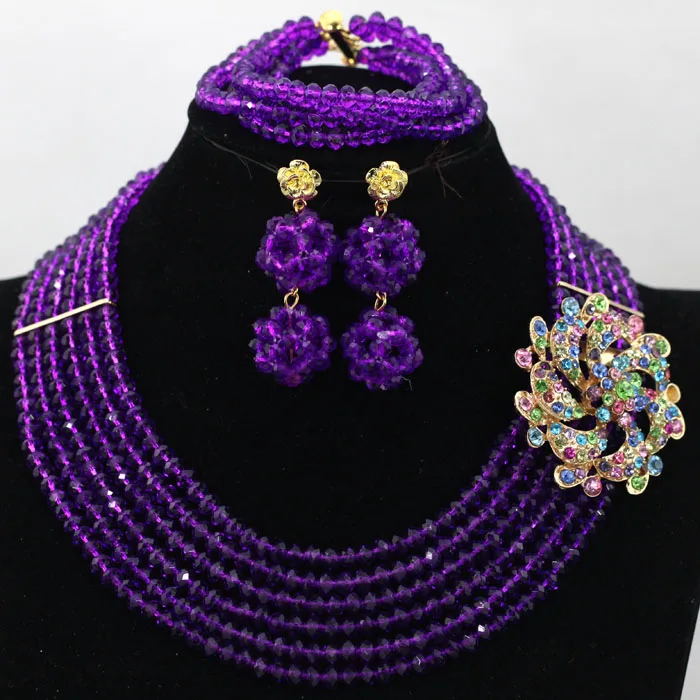 Модный Фиолетовый Свадебный комплект ювелирных изделий в африканском стиле