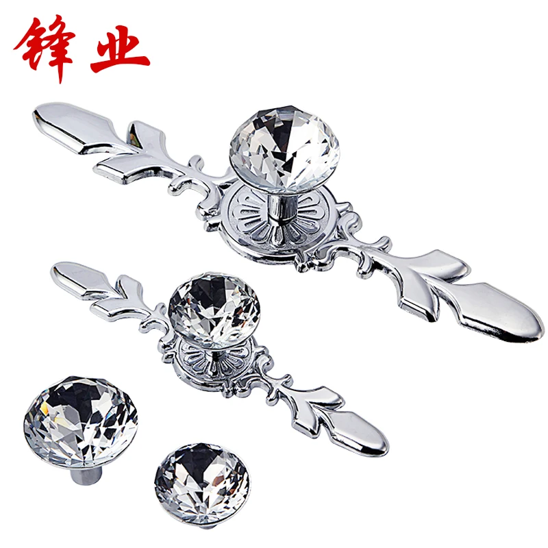 

FengYe Diamond Crystal Glass Handles 25MM Drawer Furniture Door Knobs Cabinet Closet Pulls Dresser With Screws Wardrobe Hardware