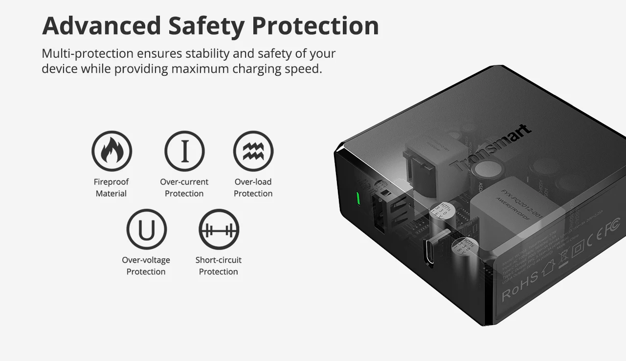 Tronsmart WCP03 PD быстрое зарядное устройство 57 Вт Быстрая зарядка USB C зарядное устройство настенное зарядное устройство Быстрая зарядка для iphone, xiaomi, samsung, huawei