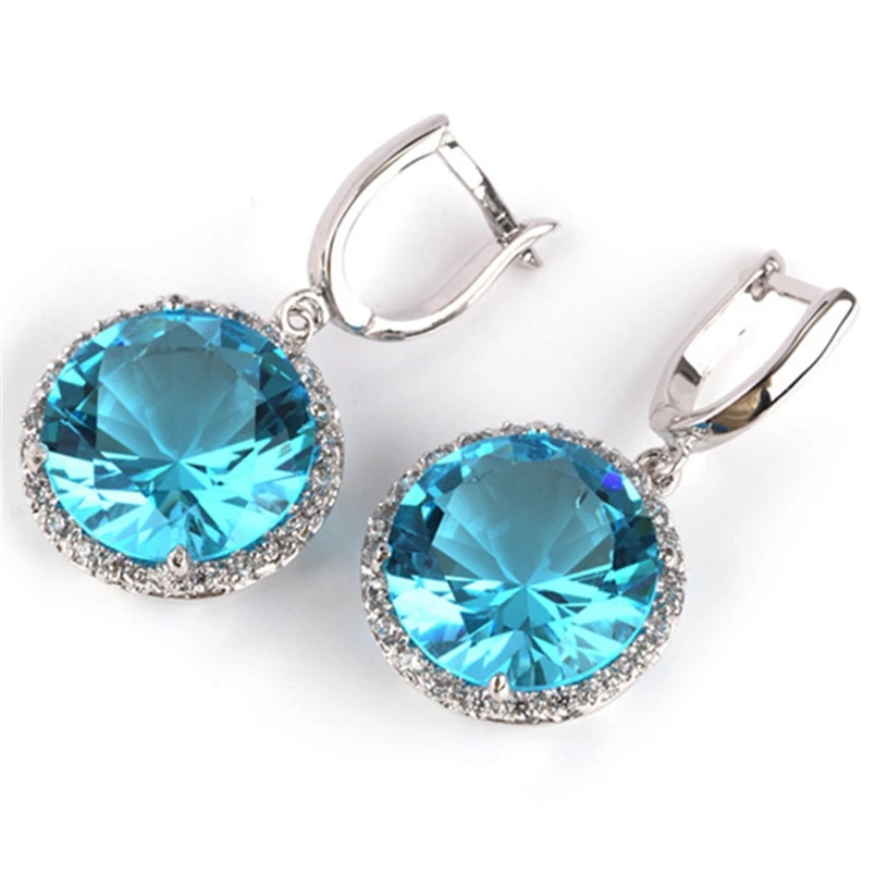 Женские серьги SHUNXUNZE розовые фиолетовые голубые радужные с фианитом R146 R486 R737 R749