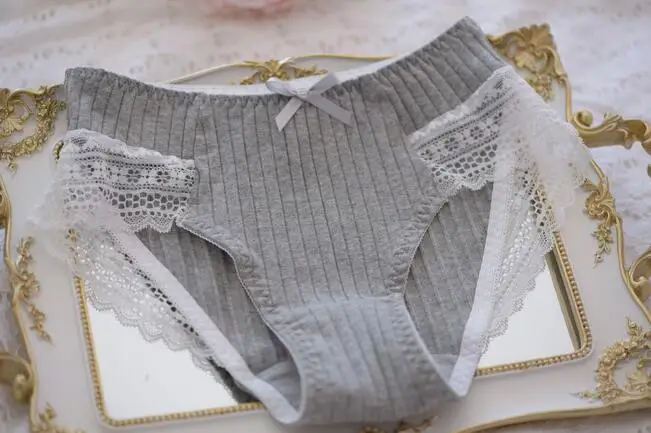 Реальные фотографии, M, L, XL, Kawaii, милые, Лолита, тянущиеся, удобные, хлопковые, кружевные трусы, трусики, нижнее белье, стринги, нижнее белье, WP495