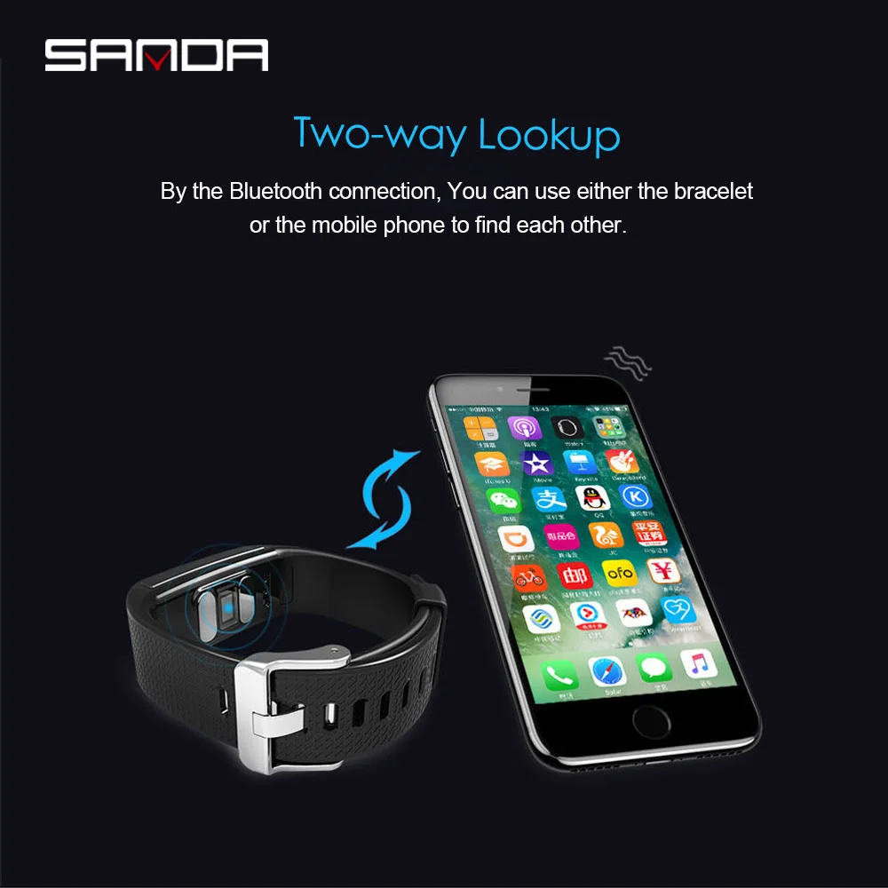 SANDA Bluetooth для женщин и мужчин спортивные Смарт-часы iOS Android монитор сердечного