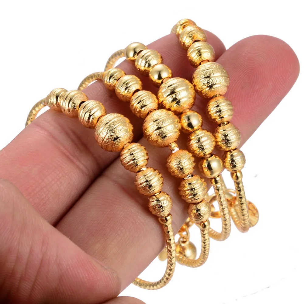 WANDO 4 шт./лот золотой браслет и для девочек/малышей/детей Круглый детский