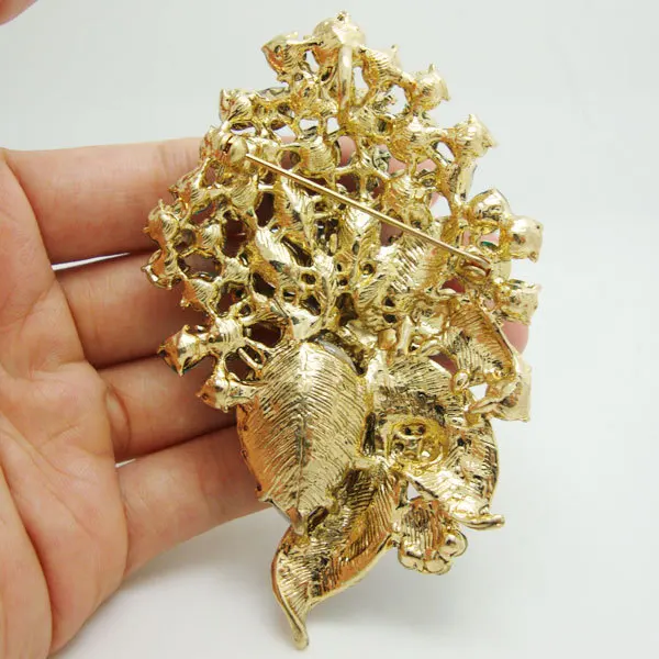 Винтажные Стиль сердце висячие серьги в виде цветка брошь с застежкой зеленый