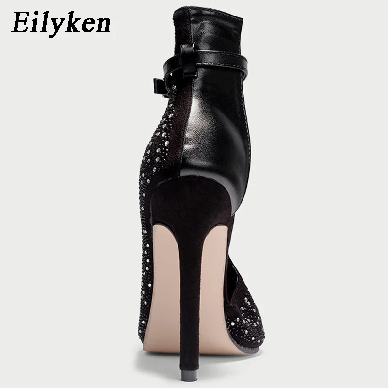 Eilyken новинка женские прозрачные туфли лодочки на высоком каблуке со стразами