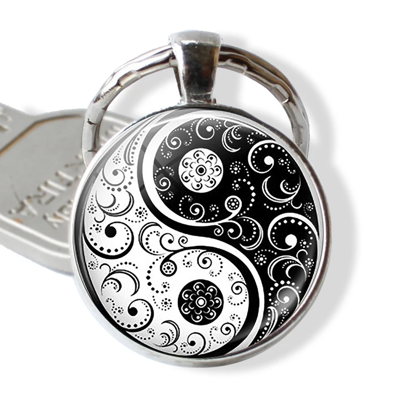 Китайский даосизм в виде знака винтажная цепочка для ключей Tai Ji Yin Yang брелок