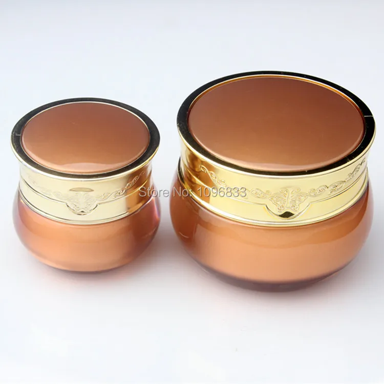 15ml 15G High Quality Acrylic Cosmetic Jar Gold Color, Cream Sample Jar, Cosmetic Packaging Jar, 35pcs/Lot