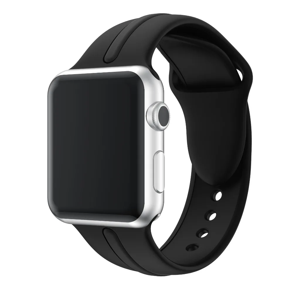 Хохлатый спортивный ремешок для Apple Watch ремешок 44 мм/40 мм силиконовый correa iwatch серии 3/2/1 резиновый браслет Ссылка браслет ремень