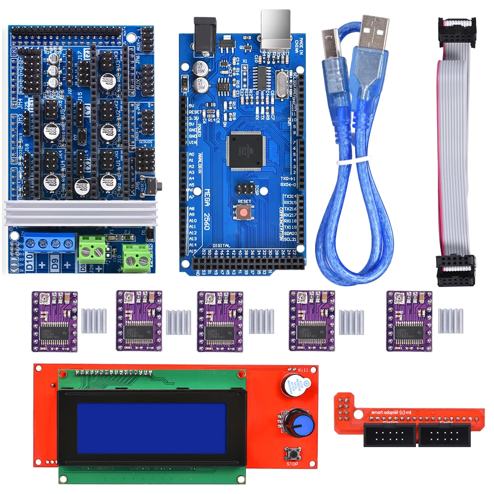 BIQU 3D принтер Часть Ramps 1 6 комплект база на 4 5 с 2004LCD умным контроллером Mega2560 плата