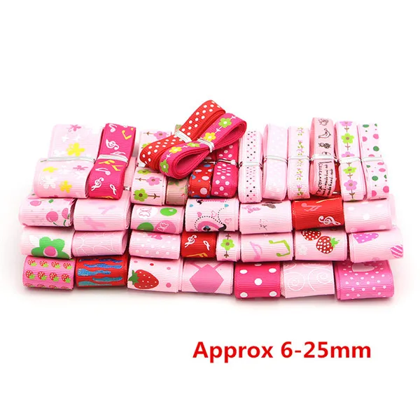 Range Mixed 2 Pink Случайные 12 лет/партия корсажные/атласные Мультяшные ленты DIY банты Швейные ленты Рождественские вечерние украшения смешанный стиль/размер YS0709 - Цвет: Range Mixed 2 Pink
