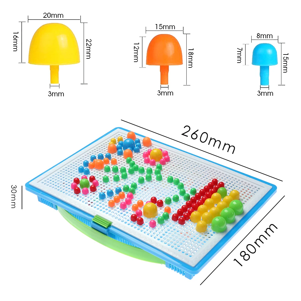 

296pcs/set Creative Mosaic Toy Gifts Children Nail Composite Picture Puzzle Creative Mosaic Mushroom Nail Kit Puzzle Toys