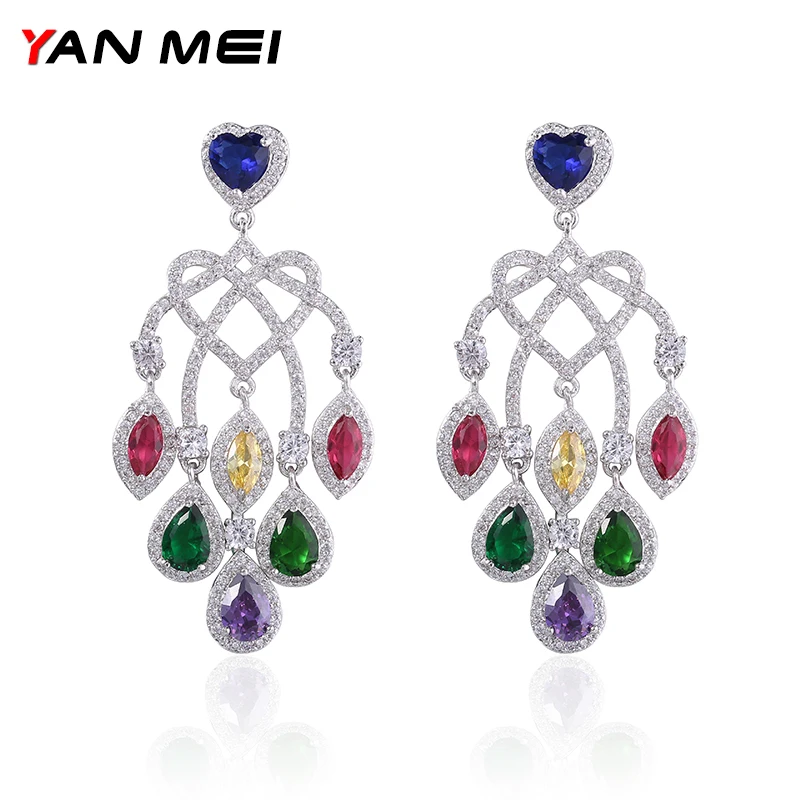 

Fancy Waterdrop White Gold Color AAA CZ Dangle Earrings Luxury Jewelry GLE6501Y