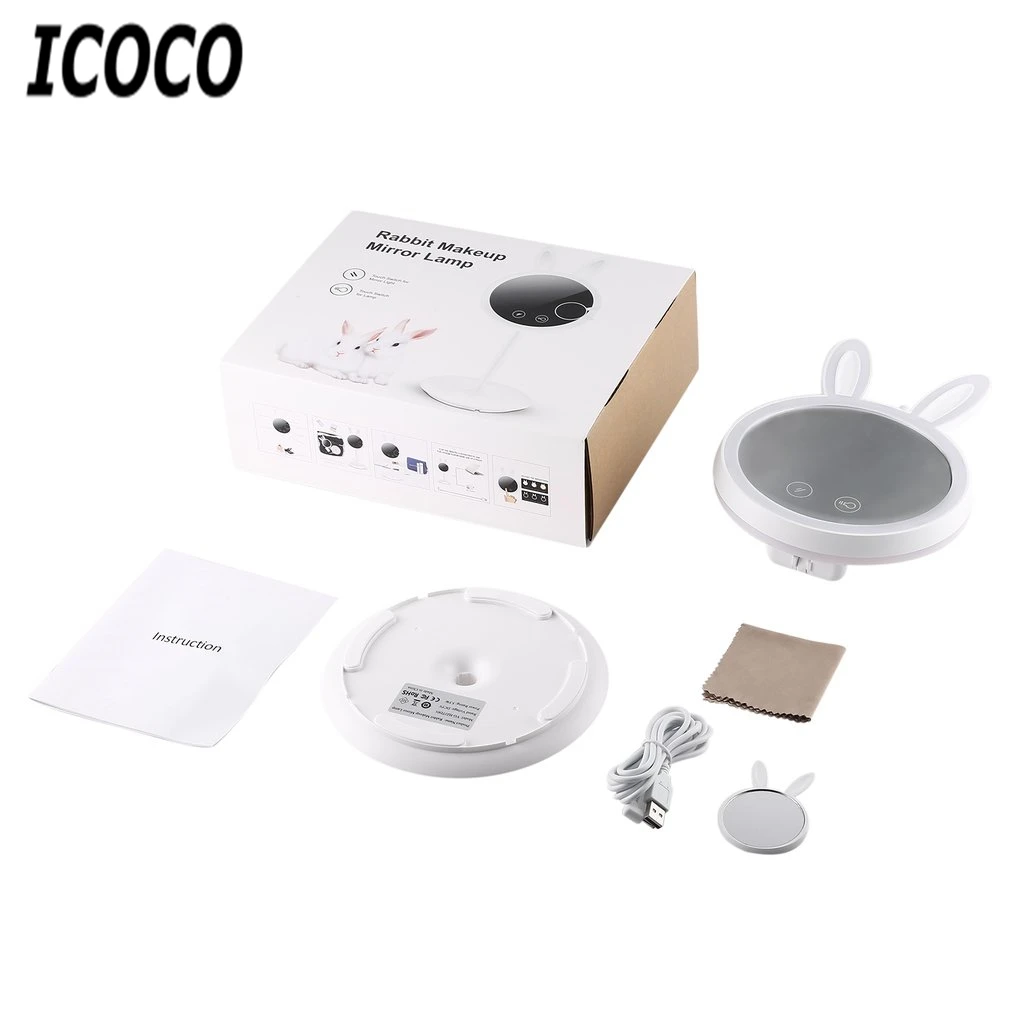 Icoco кролик формы сенсорный выключатель светодиодный свет + косметическое зеркало