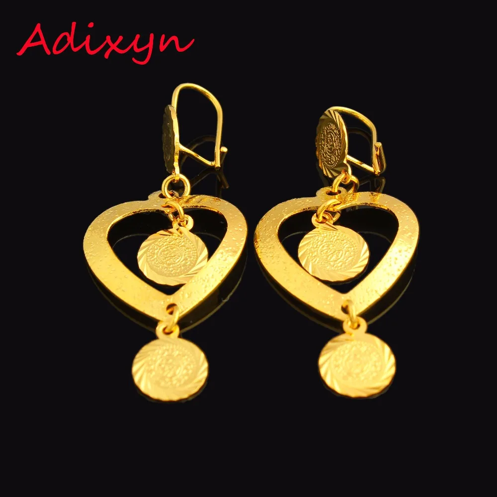 Adixyn новые серьги подвески с эфиопскими монетами в форме сердца для женщин и