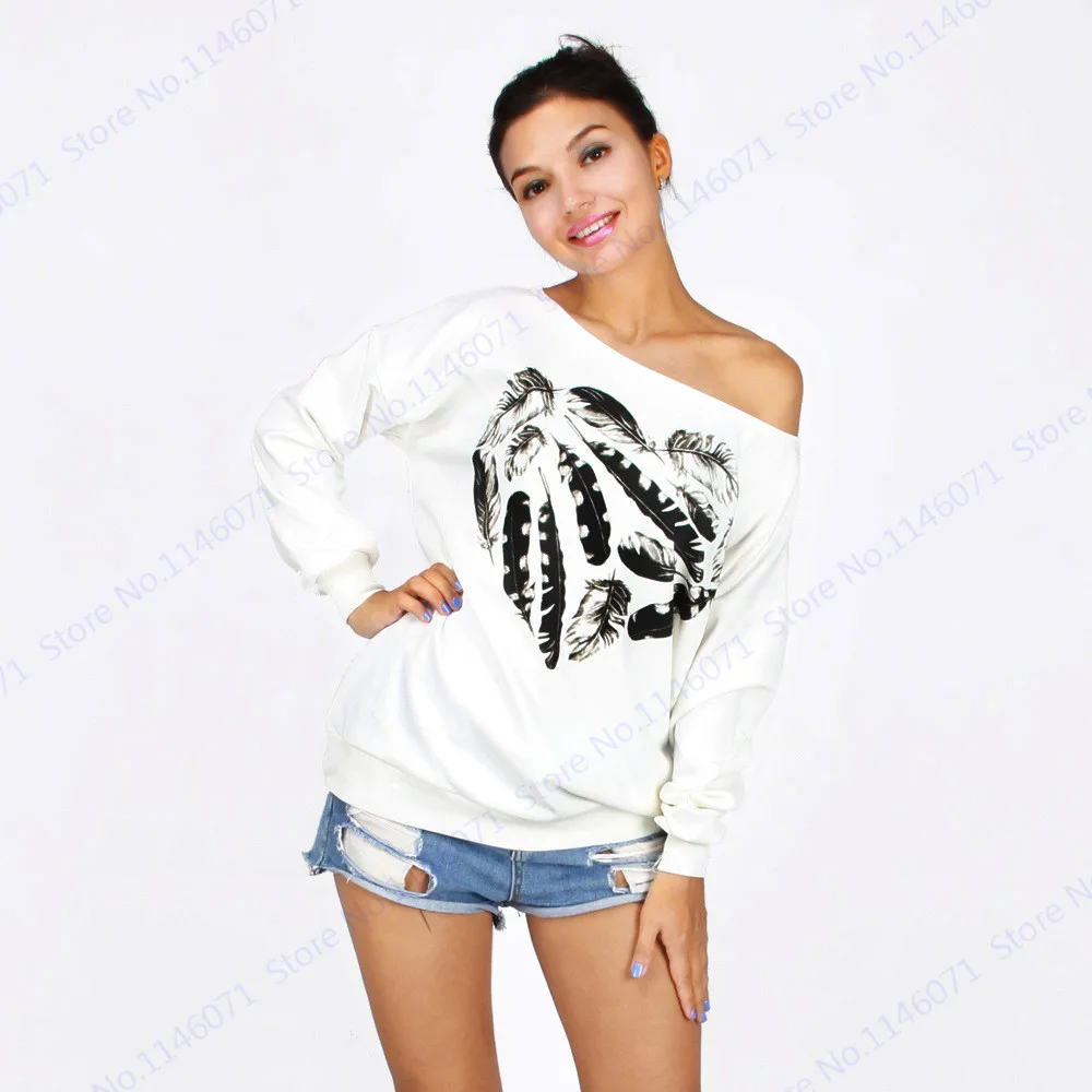 Любовь Перо s свитер одно плечо кофты черный в форме сердца с длинным рукавом