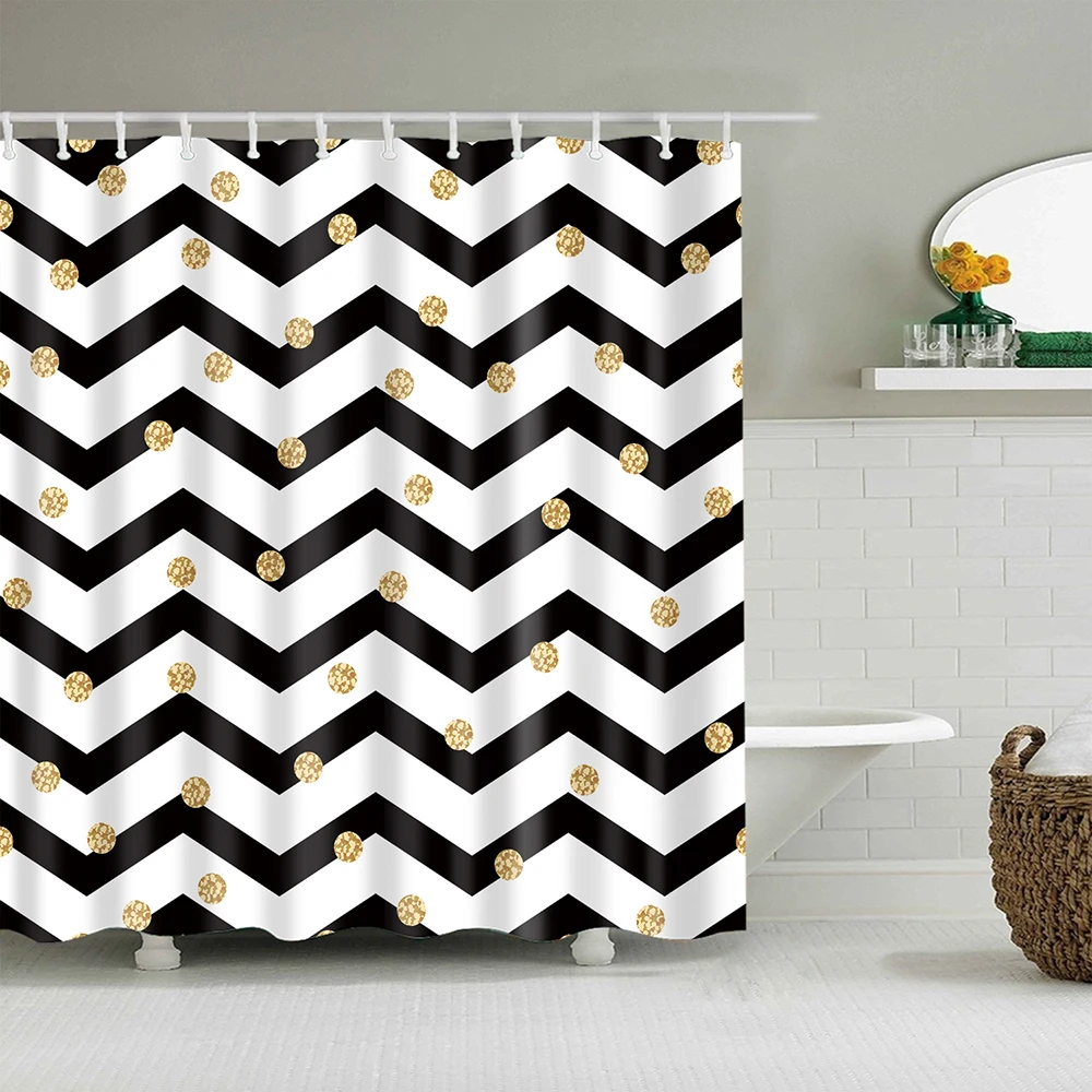 

black and white shower curtain stripe bath curtain shower drop shipping polyester bathroom curtain