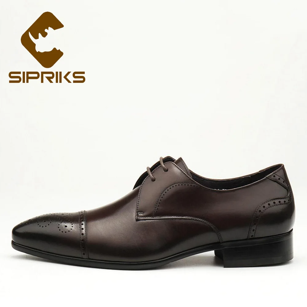 Sipriks итальянские мужские Кожаные броги винтажные черные на шнуровке