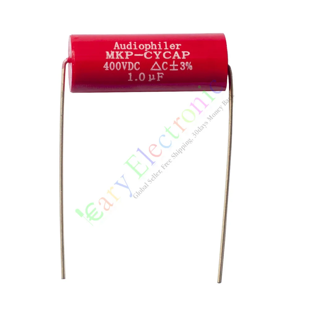 Wholesale and retail 100pc MKP 400V 1uf Red long copper leads Axial Electrolytic Capacitor audio amp free shipping |