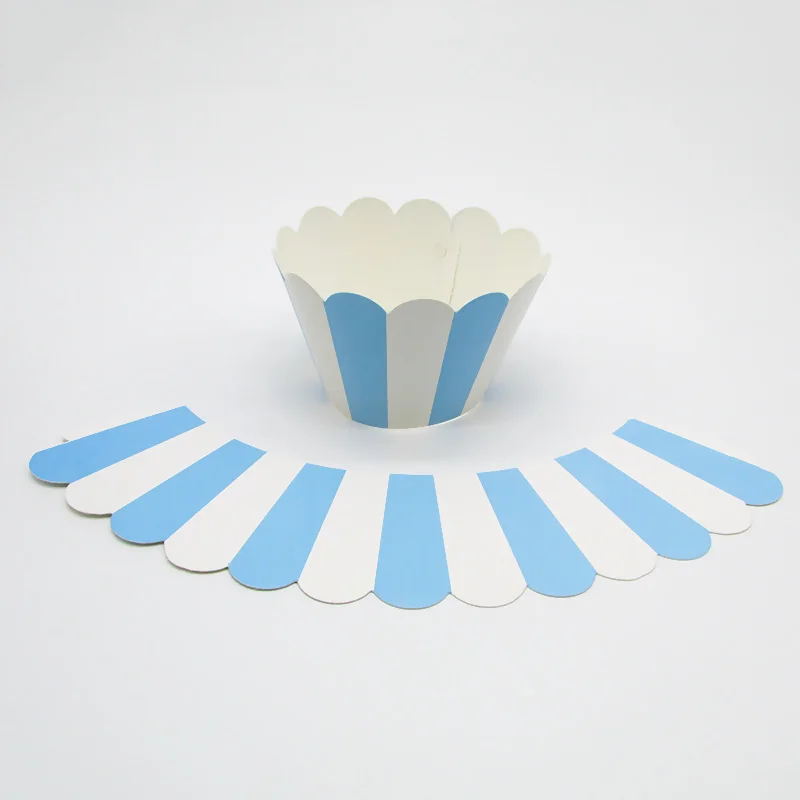 blue striped x24pcs 3 уровня кекс стенд бумага Твердые Полосатый кекс декоративные обертки для Свадебный на день рождения праздничный вечерние десерт Настольные принадлежности - Цвет: blue striped x24pcs
