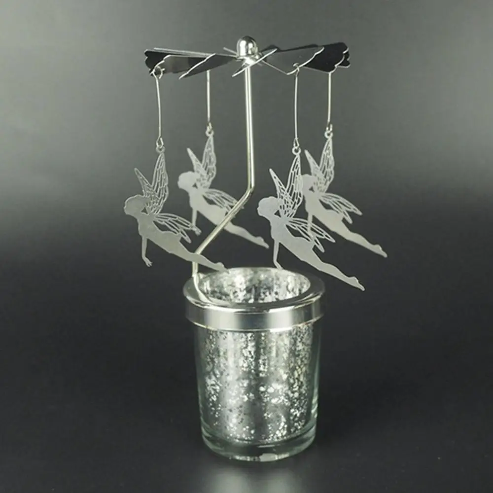 Elf Silver Снежинка вращающийся подсвечник свеча в виде бабочки держатели чайный светильник DIY вечерние настольные Декор Подсвечник рождественский подарок - Цвет: Elf Silver